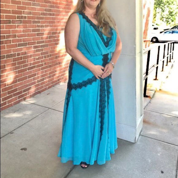 EUC formal floor length gown retro glamour chiffon prom evening bridal - Picture 8 of 8